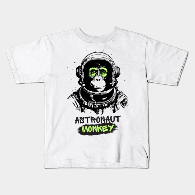 Monkey Astronaut Astrochimp Odyssey Kids T-Shirt by neverland-gifts